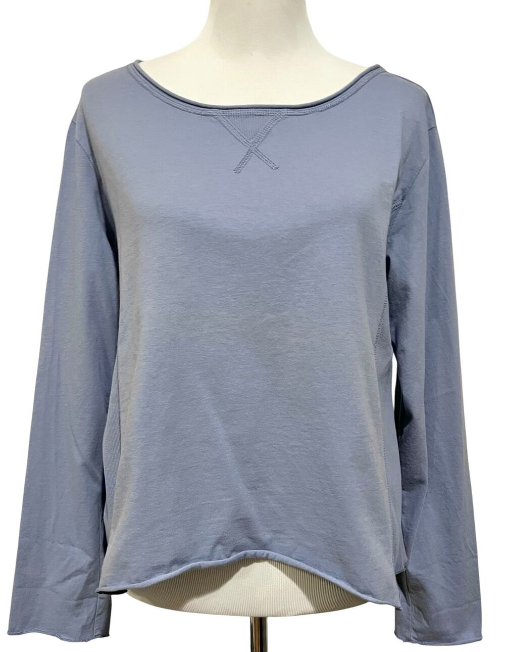 J. Jill Long Sleeve Top 100% Cotton Light Blue Relaxed w/ Reinforced Neckline M